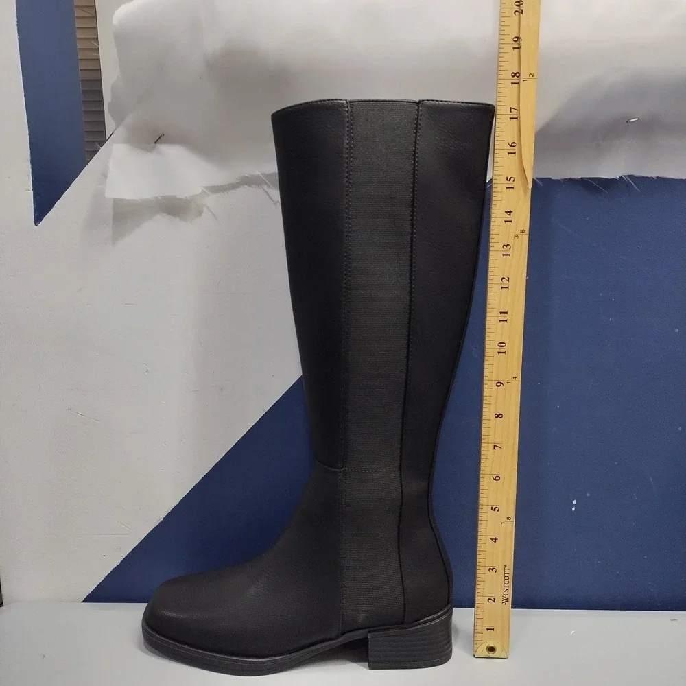 Aerosoles Darlo Knee High Boots Womens 7.5M Black Synthetic Square Toe Side Zip